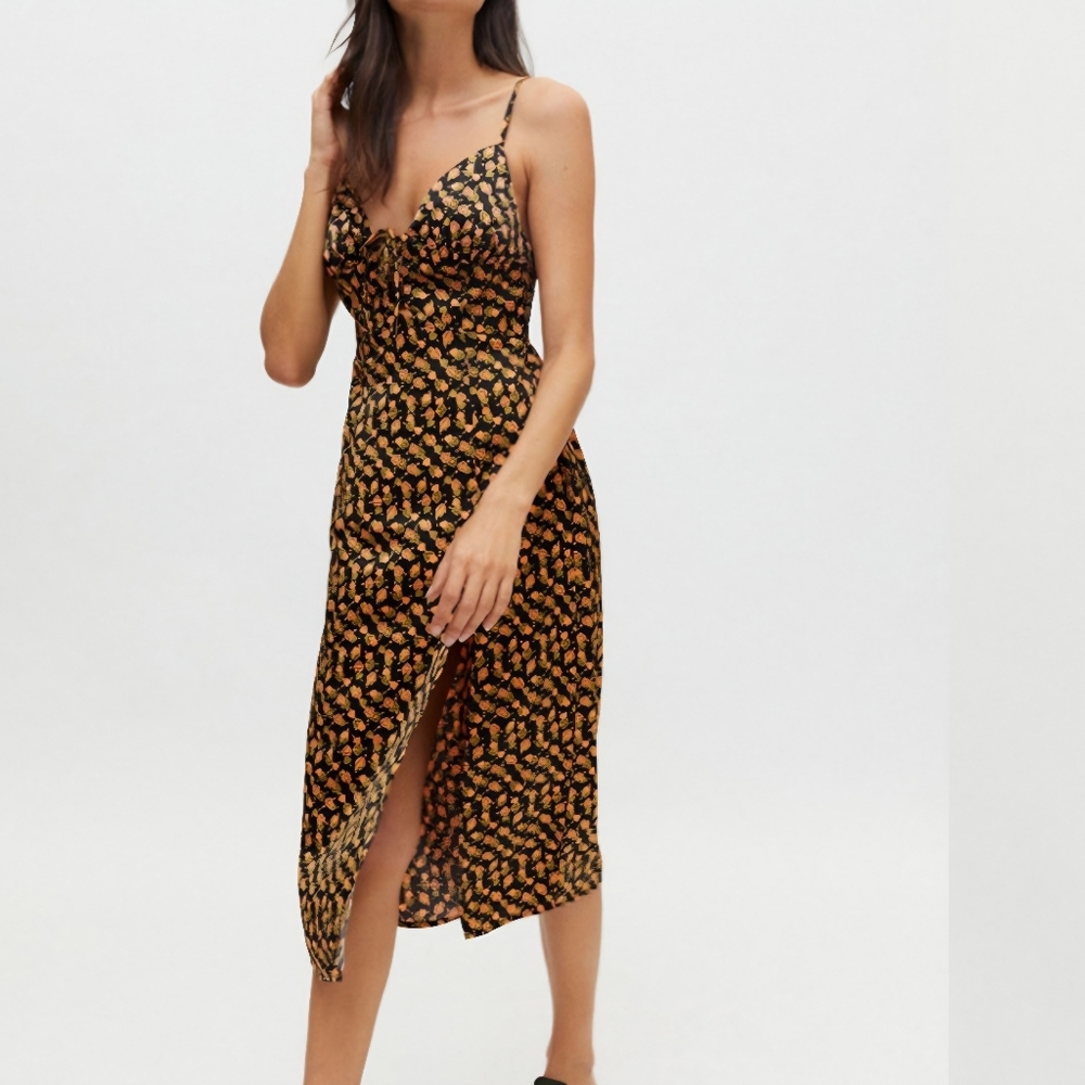 Urban Outfitters Black and Orange Midi Dress